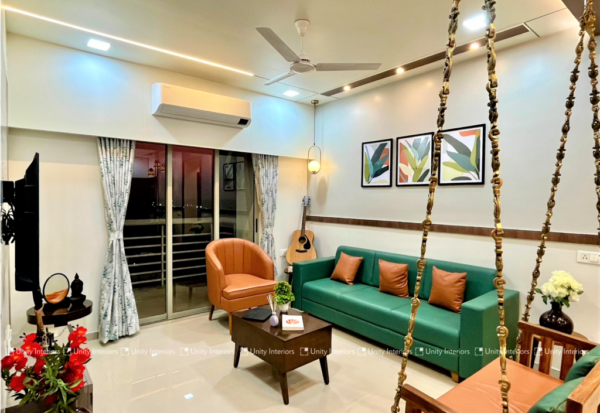 Living room interior design, best interior designer in Ahmedabad, Unity Interiors.